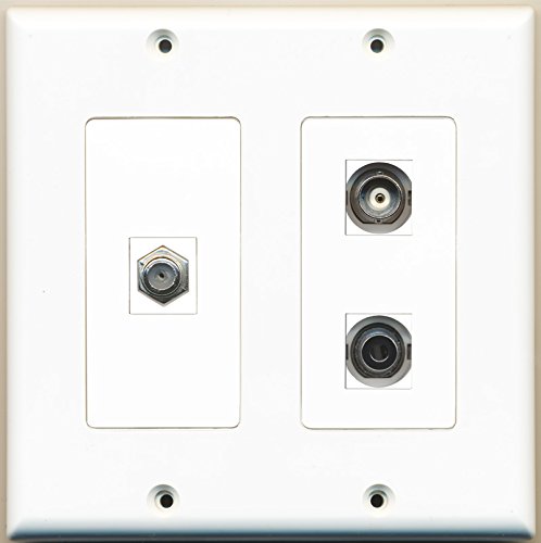 RiteAV - 1 Port Coax Cable TV- F-Type 1 Port 3.5mm 1 Port BNC - 2 Gang Wall Plate