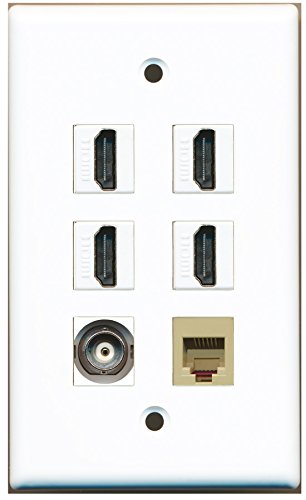RiteAV - 4 HDMI 1 Port Phone RJ11 RJ12 Beige 1 Port BNC Wall Plate