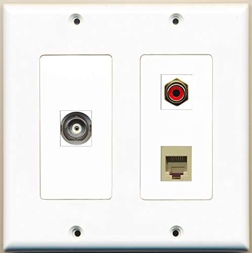 RiteAV - 1 Port RCA Red 1 Port Phone RJ11 RJ12 Beige 1 Port BNC - 2 Gang Wall Plate