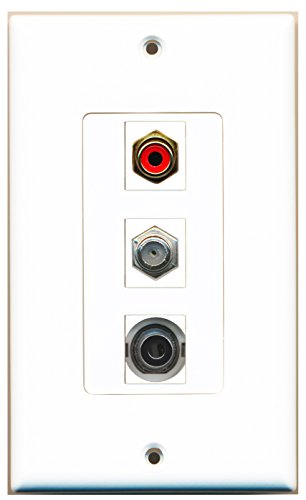 RiteAV - 1 Port RCA Red and 1 Port Coax Cable TV- F-Type and 1 Port 3.5mm Decorative Wall Plate Decorative