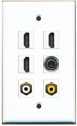 RiteAV - 3 HDMI 1 Port RCA White 1 Port RCA Yellow 1 Port 3.5mm Wall Plate