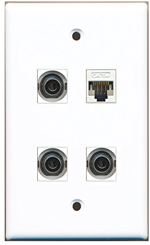 RiteAV - 3 Port 3.5mm 1 Port Cat5e Ethernet White Wall Plate