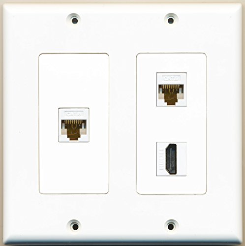 RiteAV - 1 Port HDMI 2 Port Cat6 Ethernet White - 2 Gang Wall Plate