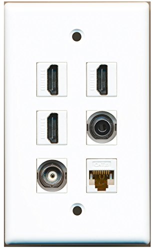 RiteAV - 3 HDMI 1 Port 3.5mm 1 Port BNC 1 Port Cat6 Ethernet White Wall Plate