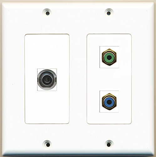 RiteAV - 1 Port RCA Green 1 Port RCA Blue 1 Port 3.5mm - 2 Gang Wall Plate