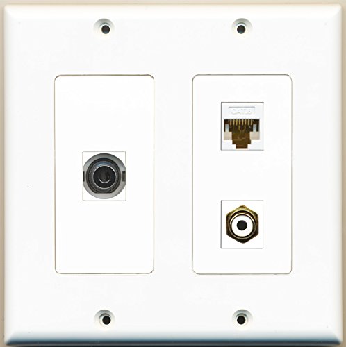 RiteAV - 1 Port RCA White 1 Port 3.5mm 1 Port Cat6 Ethernet White - 2 Gang Wall Plate