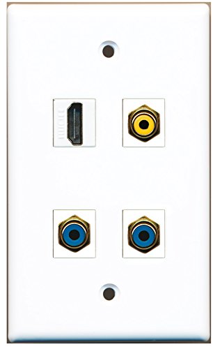 RiteAV - 1 Port HDMI 1 Port RCA Yellow 2 Port RCA Blue Wall Plate
