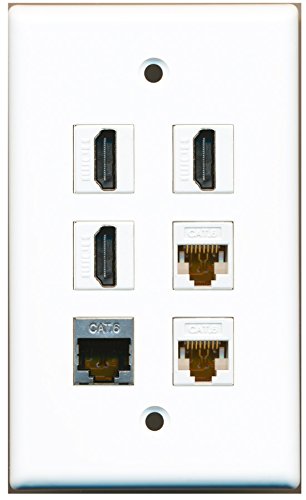 RiteAV - 3 HDMI 1 Port Shielded Cat6 Ethernet 2 Port Cat6 Ethernet White Wall Plate