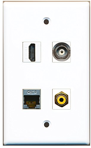 RiteAV - 1 Port HDMI 1 Port RCA Yellow 1 Port Shielded Cat6 Ethernet 1 Port BNC Wall Plate
