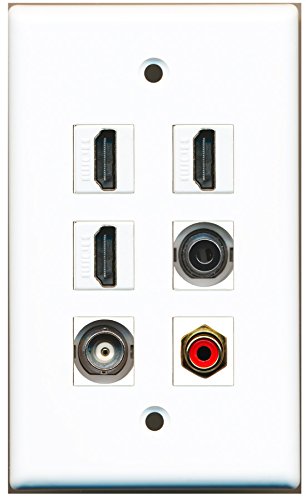 RiteAV - 3 HDMI 1 Port RCA Red 1 Port 3.5mm 1 Port BNC Wall Plate