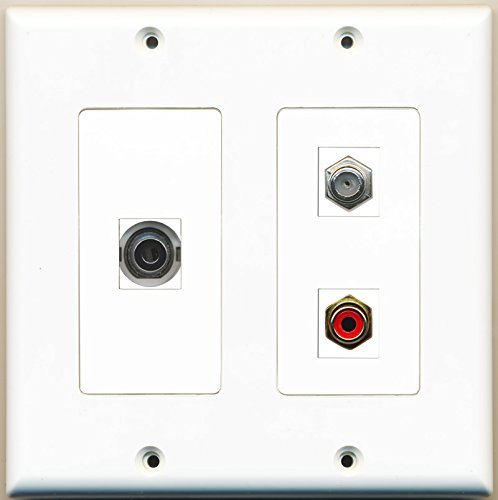 RiteAV - 1 Port RCA Red 1 Port Coax Cable TV- F-Type 1 Port 3.5mm - 2 Gang Wall Plate
