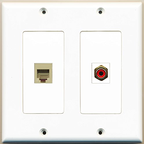 RiteAV - 1 Port RCA Red 1 Port Phone RJ11 RJ12 Beige - Dual Gang Wall Plate