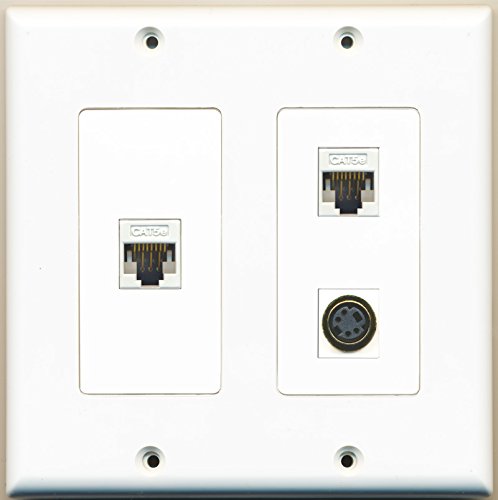 RiteAV - 1 Port S-Video 2 Port Cat5e Ethernet White - 2 Gang Wall Plate