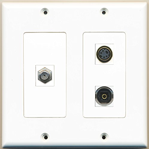 RiteAV - 1 Port Coax Cable TV- F-Type 1 Port S-Video 1 Port Toslink - 2 Gang Wall Plate