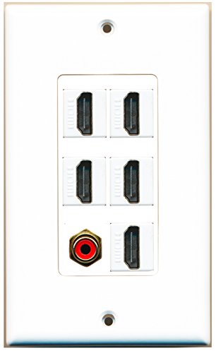 RiteAV - 5 Port HDMI 1 RCA Red Wall Plate Decorative