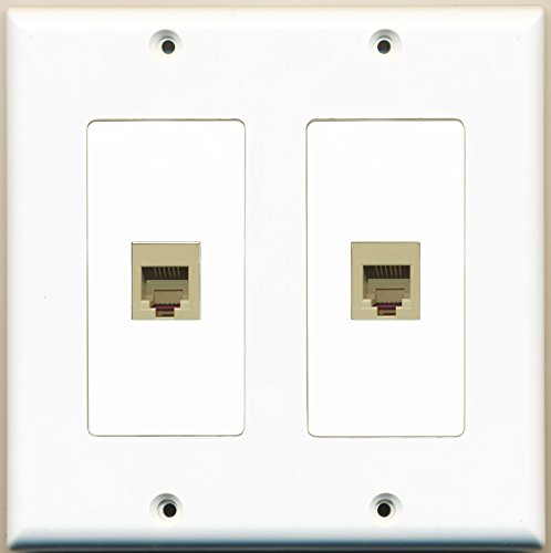RiteAV - 2 Port Phone RJ11 RJ12 Beige - Dual Gang Wall Plate
