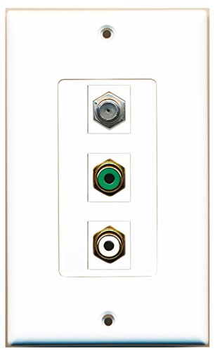 RiteAV - 1 Port RCA White and 1 Port RCA Green and 1 Port Coax Cable TV- F-Type Decorative Wall Plate Decorative