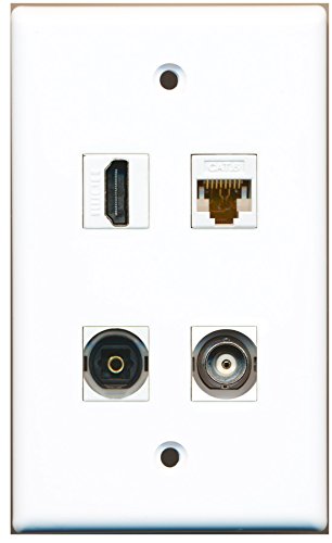 RiteAV - 1 Port HDMI 1 Port Toslink 1 Port BNC 1 Port Cat6 Ethernet White Wall Plate