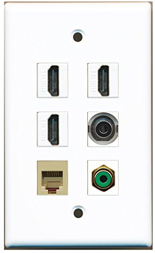 RiteAV - 3 HDMI 1 Port RCA Green 1 Port Phone RJ11 RJ12 Beige 1 Port 3.5mm Wall Plate