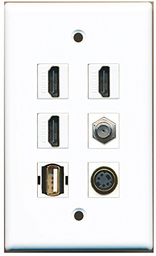 RiteAV - 3 HDMI 1 Port Coax Cable TV- F-Type 1 Port USB A-A 1 Port S-Video Wall Plate