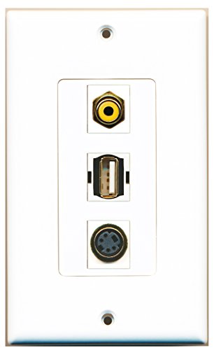 RiteAV - 1 Port RCA Yellow and 1 Port USB A-A and 1 Port S-Video Decorative Wall Plate Decorative