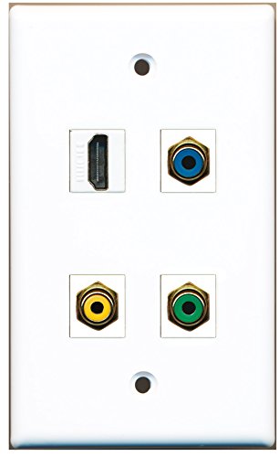 RiteAV - 1 Port HDMI 1 Port RCA Yellow 1 Port RCA Green 1 Port RCA Blue Wall Plate