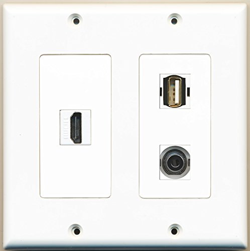 RiteAV - 1 Port HDMI 1 Port USB A-A 1 Port 3.5mm - 2 Gang Wall Plate