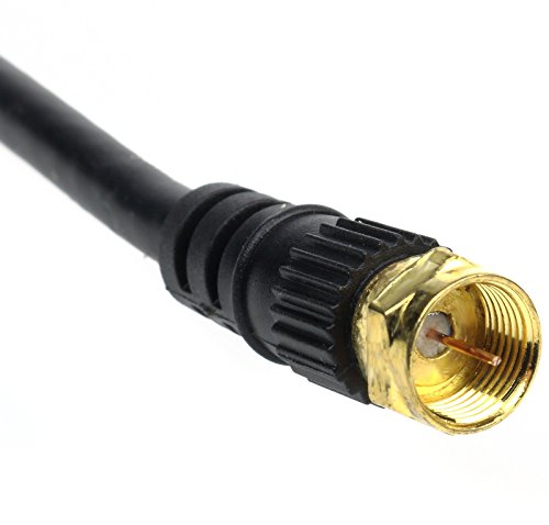 2ft BLACK COAXIAL CABLE TV RG6 CATV F-TYPE F-PIN CORD VIDEO 75 OHM 18AWG VCR