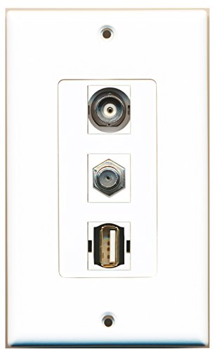 RiteAV - 1 Port Coax Cable TV- F-Type and 1 Port USB A-A and 1 Port BNC Decorative Wall Plate Decorative
