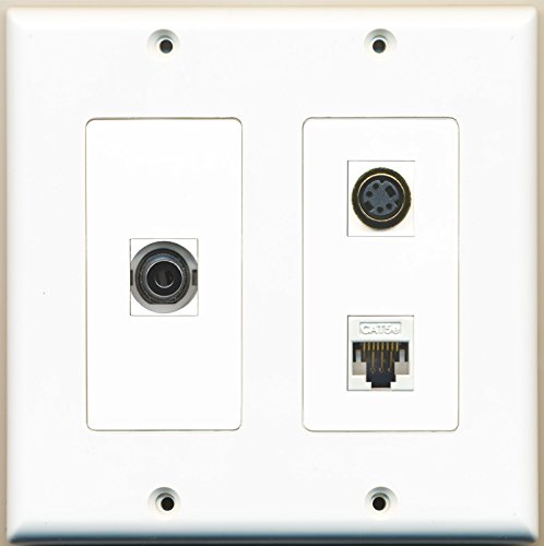 RiteAV - 1 Port S-Video 1 Port 3.5mm 1 Port Cat5e Ethernet White - 2 Gang Wall Plate