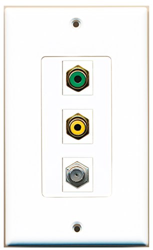RiteAV - 1 Port RCA Yellow and 1 Port RCA Green and 1 Port Coax Cable TV- F-Type Decorative Wall Plate Decorative
