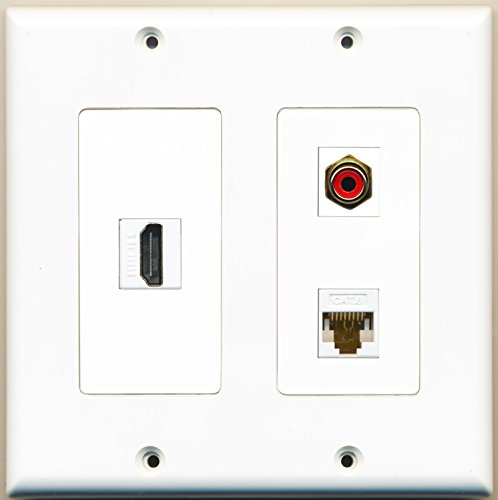 RiteAV - 1 Port HDMI 1 Port RCA Red 1 Port Cat6 Ethernet White - 2 Gang Wall Plate