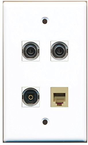 RiteAV - 1 Port Phone RJ11 RJ12 Beige 1 Port Toslink 2 Port 3.5mm Wall Plate