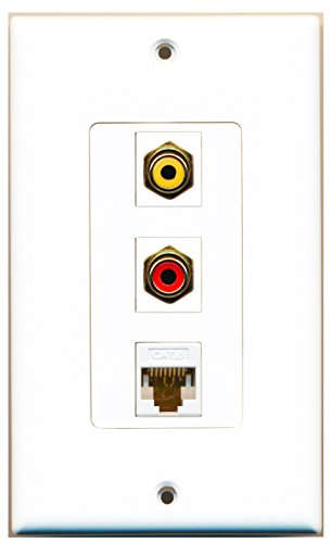 RiteAV - 1 Port RCA Red and 1 Port RCA Yellow and 1 Port Cat6 Ethernet White Decorative Wall Plate Decorative
