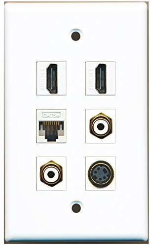 RiteAV - 2 HDMI 2 Port RCA White 1 Port S-Video 1 Port Cat5e Ethernet White Wall Plate
