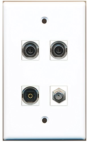 RiteAV - 1 Port Coax Cable TV- F-Type 1 Port Toslink 2 Port 3.5mm Wall Plate