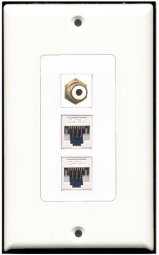 RiteAV - 1 Port RCA White 2 Port Cat5e Ethernet White Wall Plate Decorative
