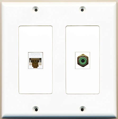 RiteAV - 1 Port RCA Green 1 Port Cat6 Ethernet White - Dual Gang Wall Plate