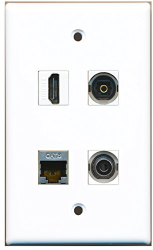 RiteAV - 1 Port HDMI 1 Port Shielded Cat6 Ethernet 1 Port Toslink 1 Port 3.5mm Wall Plate