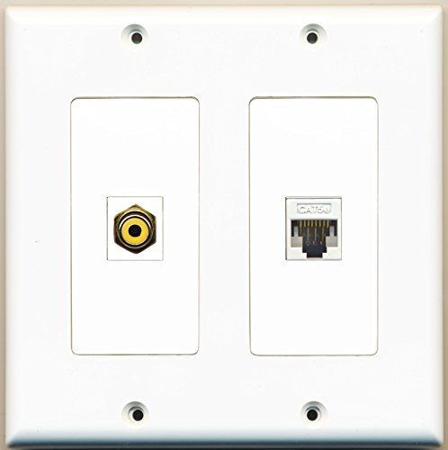 RiteAV - 1 Port RCA Yellow 1 Port Cat5e Ethernet White - Dual Gang Wall Plate