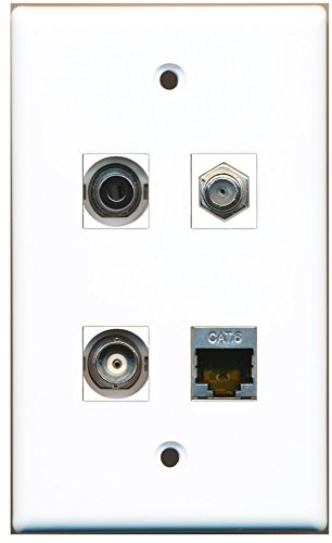 RiteAV - 1 Port Coax Cable TV- F-Type 1 Port Shielded Cat6 Ethernet 1 Port 3.5mm 1 Port BNC Wall Plate