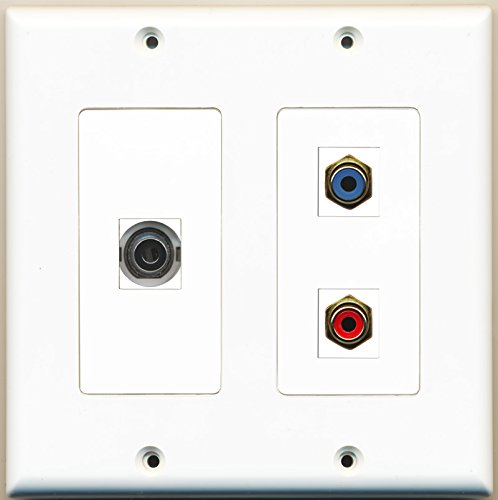 RiteAV - 1 Port RCA Red 1 Port RCA Blue 1 Port 3.5mm - 2 Gang Wall Plate