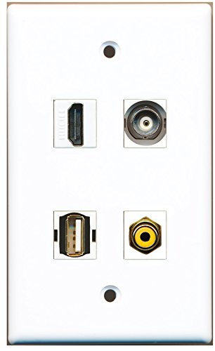RiteAV - 1 Port HDMI 1 Port RCA Yellow 1 Port USB A-A 1 Port BNC Wall Plate