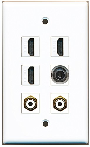 RiteAV - 3 HDMI 2 Port RCA White 1 Port 3.5mm Wall Plate