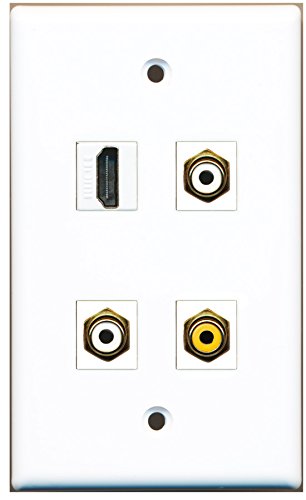 RiteAV - 1 Port HDMI 2 Port RCA White 1 Port RCA Yellow Wall Plate