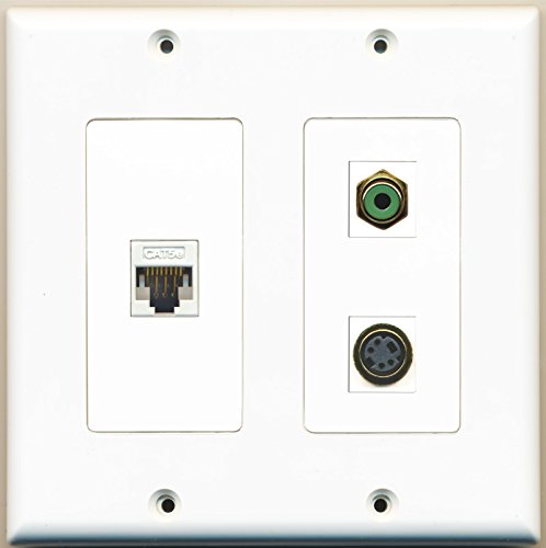 RiteAV - 1 Port RCA Green 1 Port S-Video 1 Port Cat5e Ethernet White - 2 Gang Wall Plate