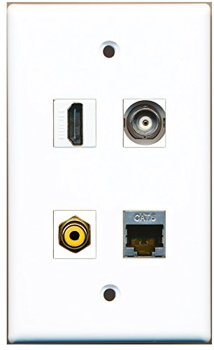 RiteAV - 1 Port HDMI 1 Port RCA Yellow 1 Port Shielded Cat6 Ethernet 1 Port BNC Wall Plate