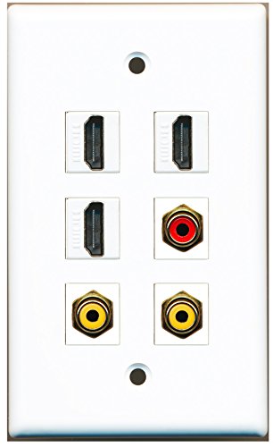 RiteAV - 3 HDMI 1 Port RCA Red 2 Port RCA Yellow Wall Plate