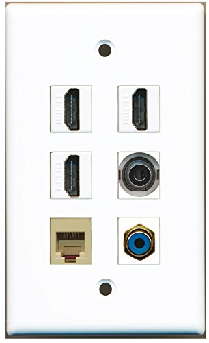 RiteAV - 3 HDMI 1 Port RCA Blue 1 Port Phone RJ11 RJ12 Beige 1 Port 3.5mm Wall Plate