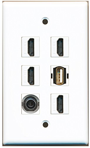 RiteAV - 4 HDMI 1 Port USB A-A 1 Port 3.5mm Wall Plate